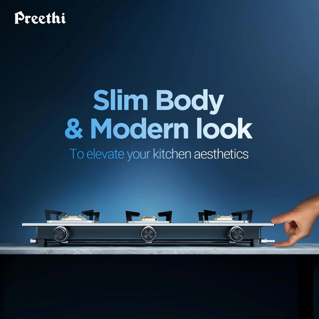 PREETHI SILVERIN  GLASS TOP 3 BUR