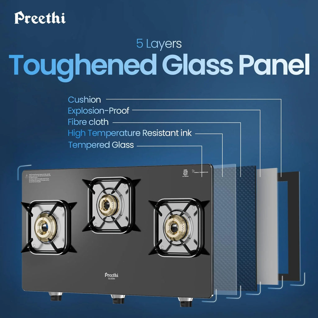 PREETHI SILVERIN  GLASS TOP 3 BUR