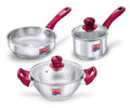 PRESTIGE Prestige Stainless Steel 3 Pc Cookware Set with 2 Glass Lids | FRY PAN,KADAI,SASPAN-3 PCS SET