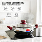 PRESTIGE Prestige Stainless Steel 3 Pc Cookware Set with 2 Glass Lids | FRY PAN,KADAI,SASPAN-3 PCS SET