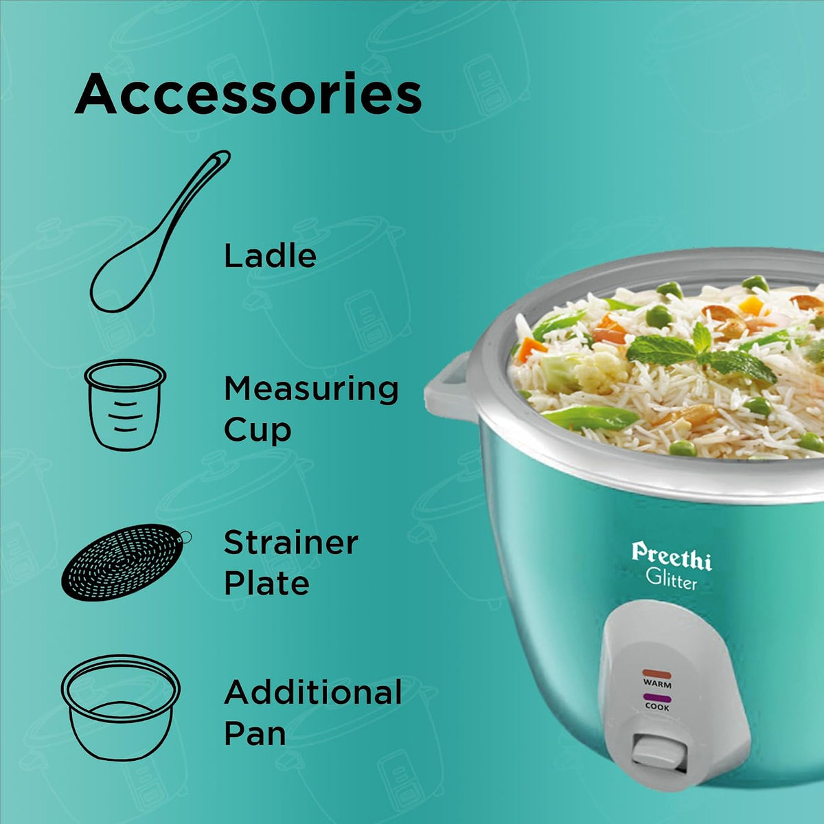 PREETHI GLITTER RICE COOKER-RC336 DP