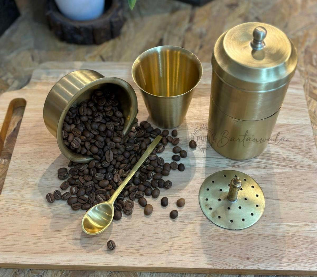 BRASS COFFEE FILTER AND BRASS TAWARA SET