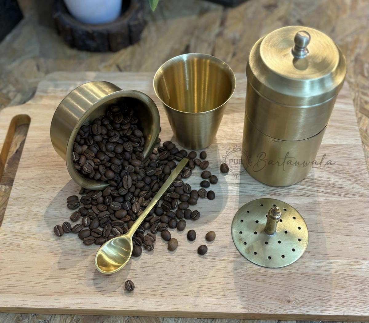 BRASS COFFEE FILTER AND BRASS TAWARA SET
