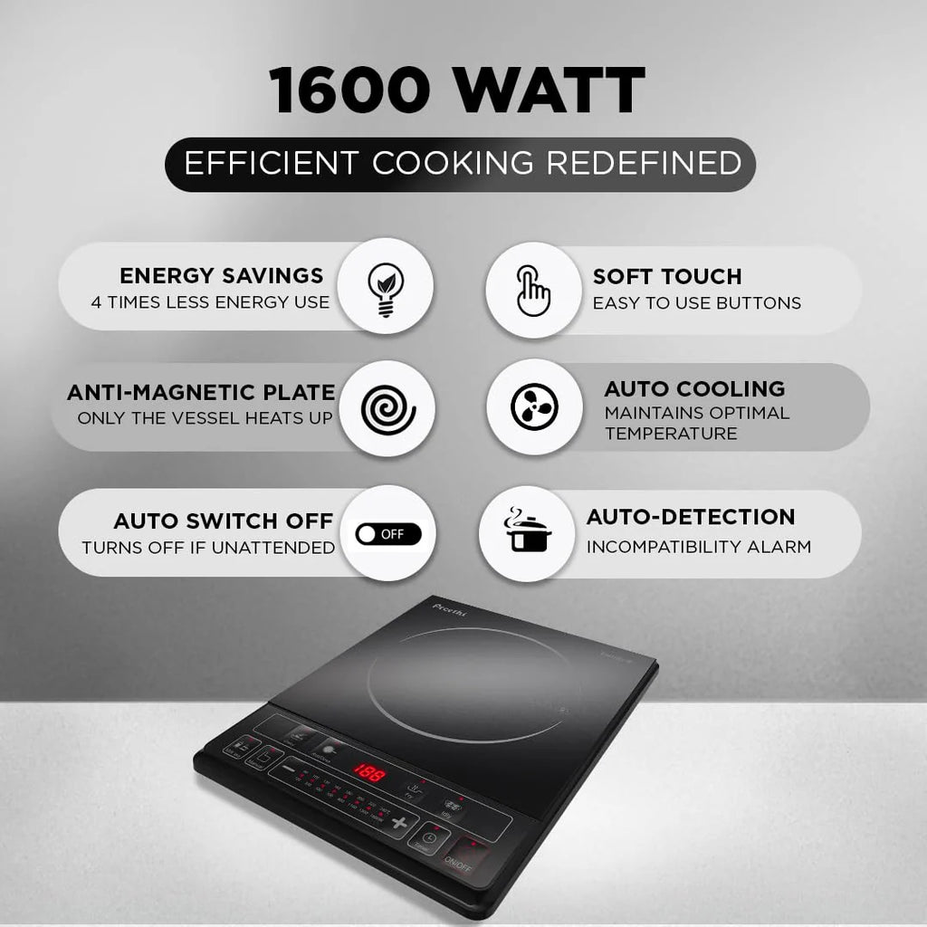 PREETHI TRENDY + INDUCTION COOK TOP |1600W